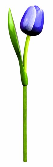 Kleine tulp op steel - 20 cm - blauw wit