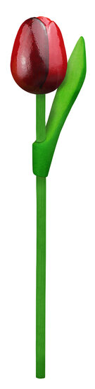 Kleine tulp op steel - 20 cm - rood aubergine