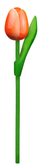 Kleine tulp op steel - 20 cm - oranje wit