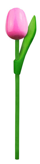 Kleine tulp op steel - 20 cm - roze wit.