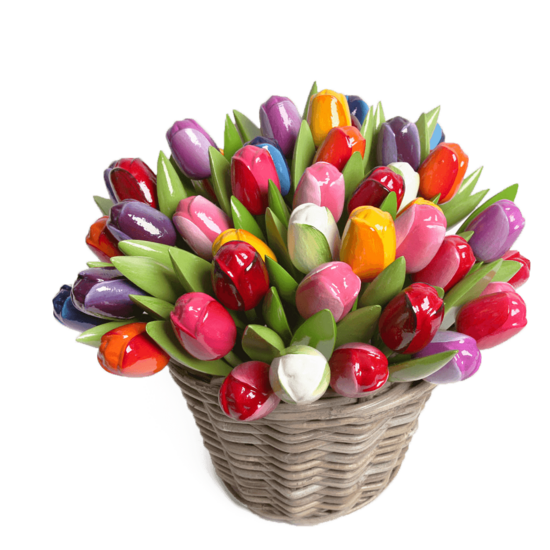 36 Multicolor Grote Tulpen in rietenmand 
