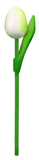 Kleine tulp op steel - 20 cm - wit groen