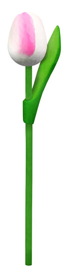 Kleine tulp op steel - 20 cm - wit roze