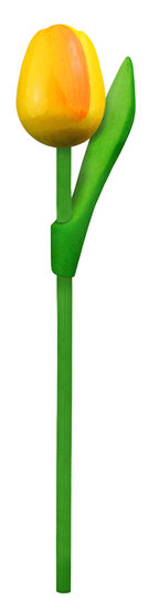 Kleine tulp op steel - 20 cm - geel oranje
