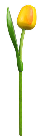 Grote tulp op steel - 34 cm - geel oranje