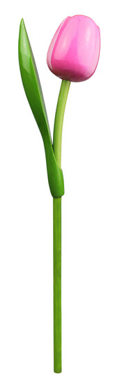 Grote tulp op steel - 34 cm - roze wit