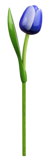 Grote tulp op steel - 34 cm - blauw wit