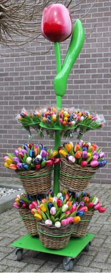 Reuzen houten decoratie tulp - 180 cm - rood aubergine
