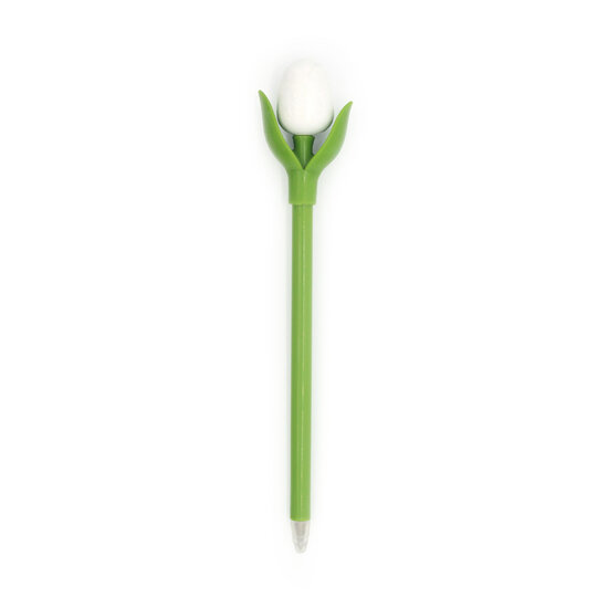 Mini-tulp balpen - wit - 18 cm