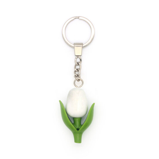 Mini-tulp sleutelhanger - wit - 2 cm