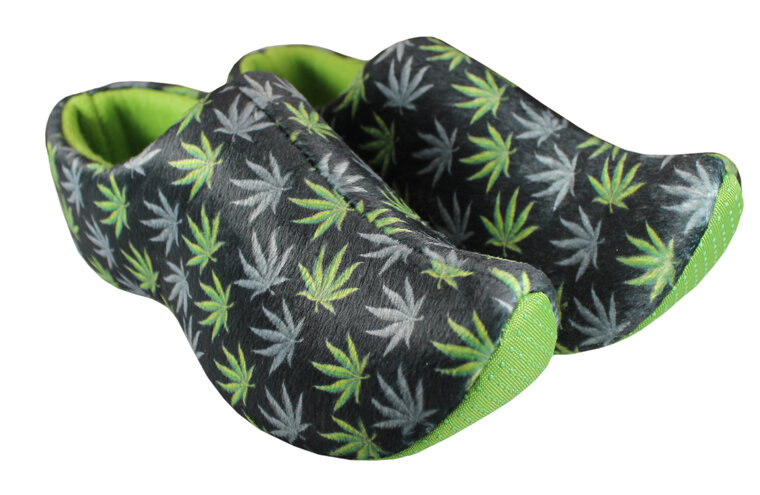 Klomppantoffels 36-38 - zwart - weed print