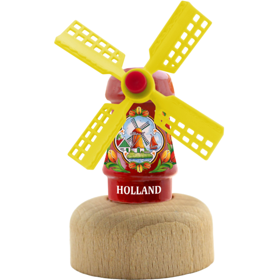 Kleine molen op voet - 5,5 cm - rood, Holland