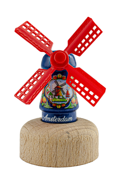 Kleine molen op voet - 5,5 cm - blauw, Amsterdam