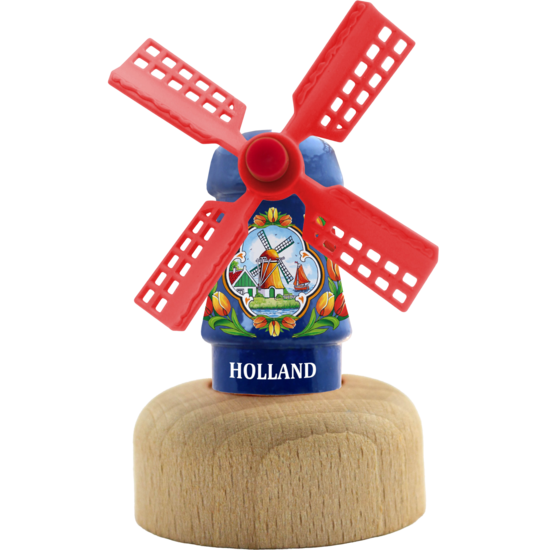 Kleine molen op voet - 5,5 cm - blauw, Holland