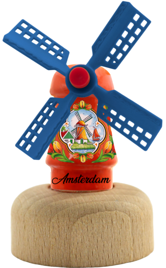 Kleine molen op voet - 5,5 cm - oranje, Amsterdam