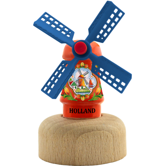 Kleine molen op voet - 5,5 cm - oranje, Holland