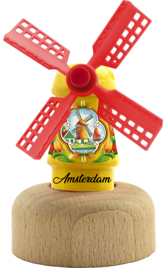 Kleine molen op voet - 5,5 cm - geel, Amsterdam