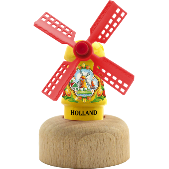 Kleine molen op voet - 5,5 cm - geel, Holland