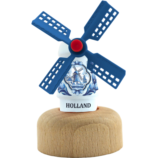 Kleine molen op voet. 5,5 cm, delftsblauw, Holland