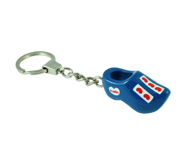 Sleutelhanger 1 klompje - 4 cm - blauw - Friese vlag