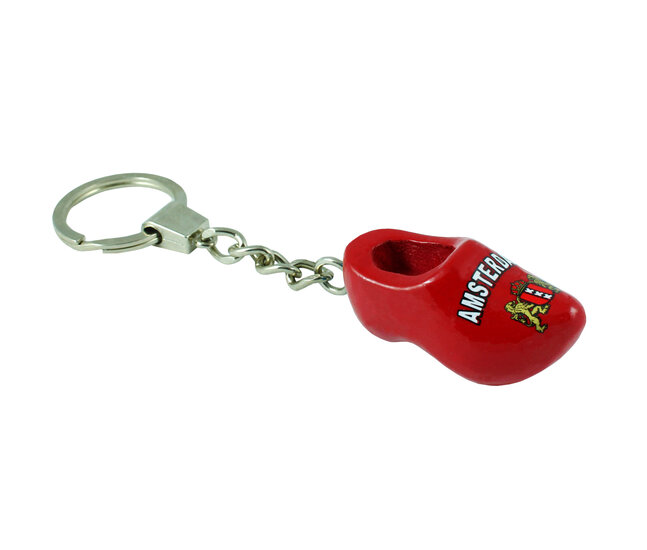 Sleutelhanger 1 klompje - 4 cm - rood - Amsterdam