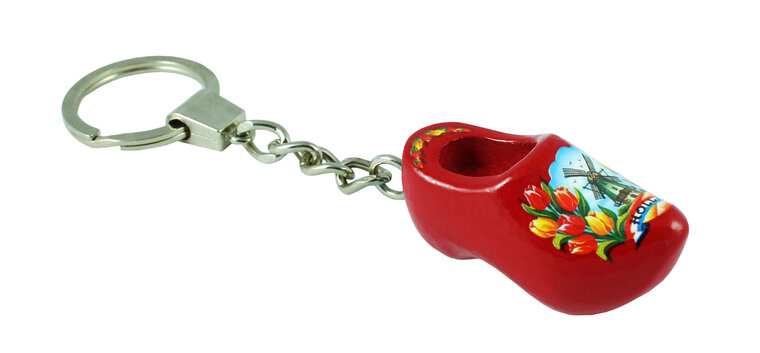 Sleutelhanger 1 klompje - 4 cm - rood - molen 5