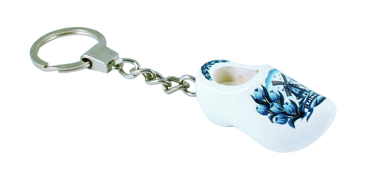 Sleutelhanger 1 klompje - 4 cm - Delfts blauw - molen 5