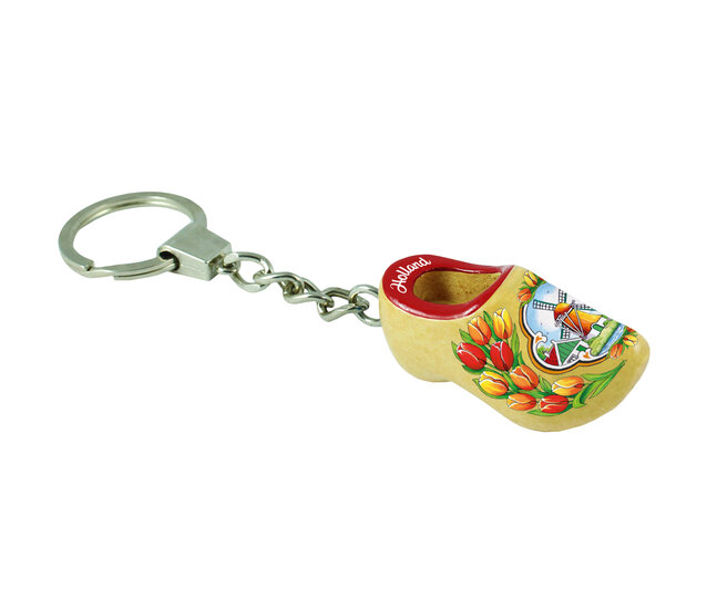 Sleutelhanger 1 klompje - 4 cm - gelakt - molen 5