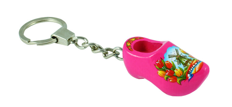 Sleutelhanger 1 klompje - 5 cm - roze - molen 5