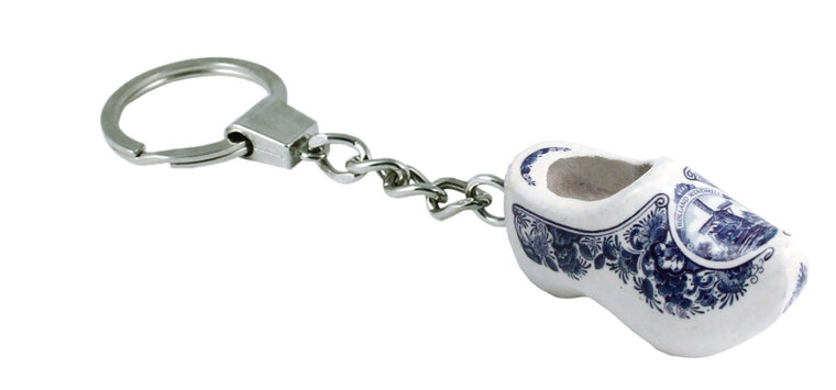 Sleutelhanger 1 klompje - 4 cm - Delfts blauw - molen 4