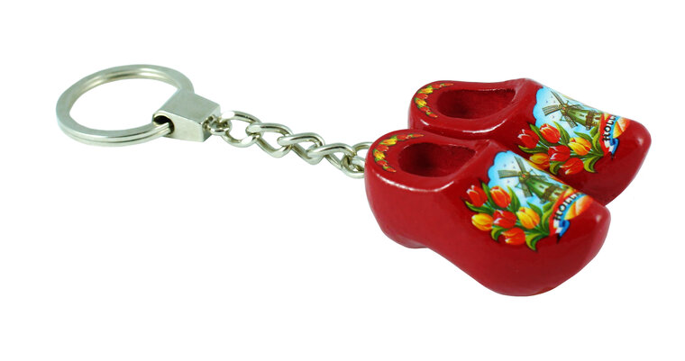 Sleutelhanger 2 klompjes - 4 cm - rood - molen 5
