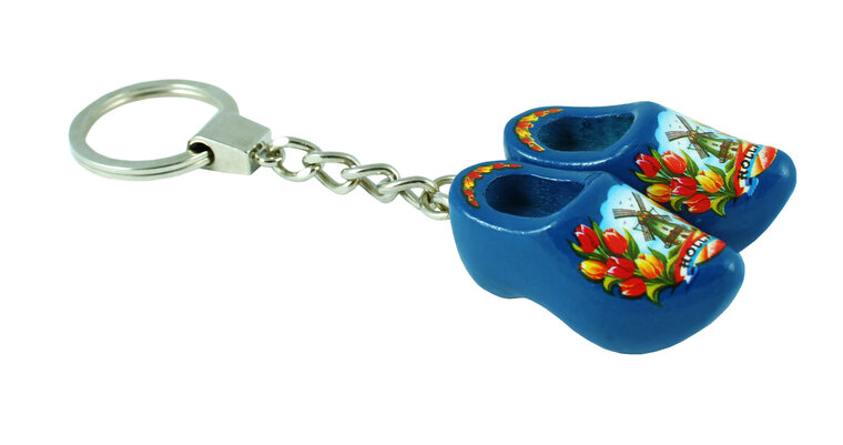 Sleutelhanger 2 klompjes - 4 cm - blauw - molen 5