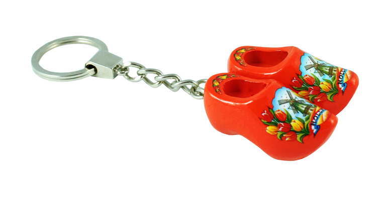 Sleutelhanger 2 klompjes - 4 cm - oranje - molen 5