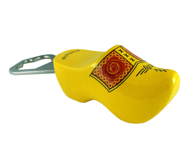 Flesopener - 8 cm - geel - bruine bies