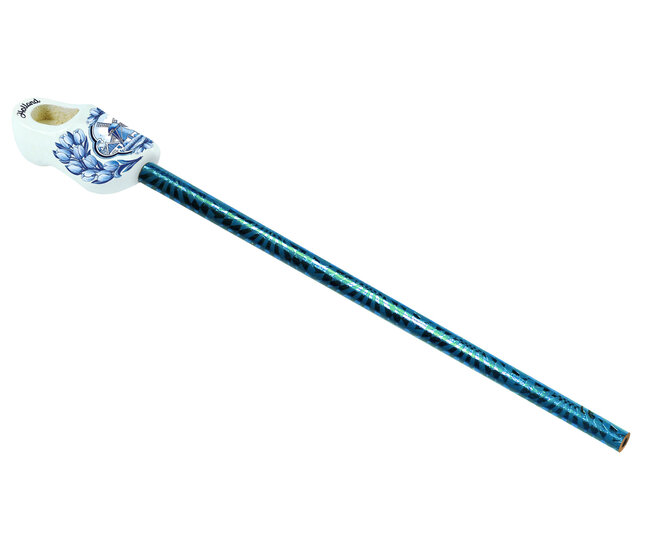 Potlood + klompje - 4 cm - Delfts blauw - molen 5