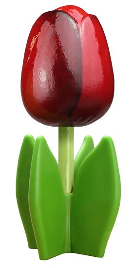 Grote tulp op blad - 14 cm - rood aubergine