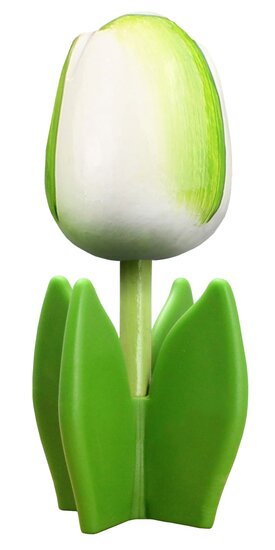 Grote tulp op blad - 14 cm - wit groen