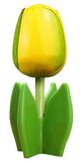 Grote tulp op blad - 14 cm - geel groen