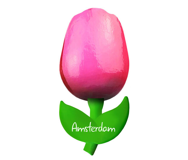 Kleine tulp magneet - roze rood - Amsterdam - 6 cm
