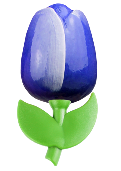 Grote tulp magneet - 9 cm - blauw wit