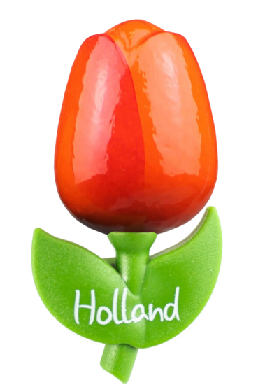 Grote tulp magneet - 9 cm - oranje rood - Holland