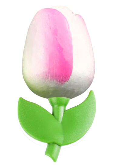 Grote tulp magneet - 9 cm - wit roze