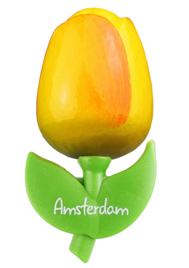 Grote tulp magneet - 9 cm - geel oranje - Amsterdam