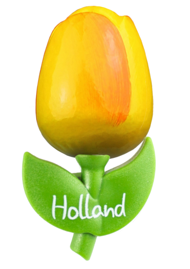 Grote tulp magneet - 9 cm - geel oranje - Holland