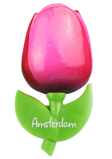 Grote tulp magneet - roze rood - Amsterdam - 9 cm