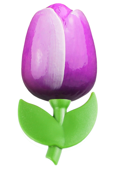 Grote tulp magneet - paars wit - 9 cm