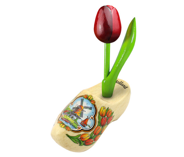 Kleine tulp in een klompje- 8 cm - gelakt