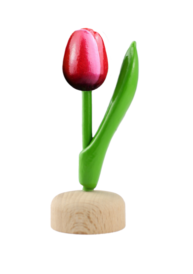 Kleine tulp op voet - 8 cm - rood wit