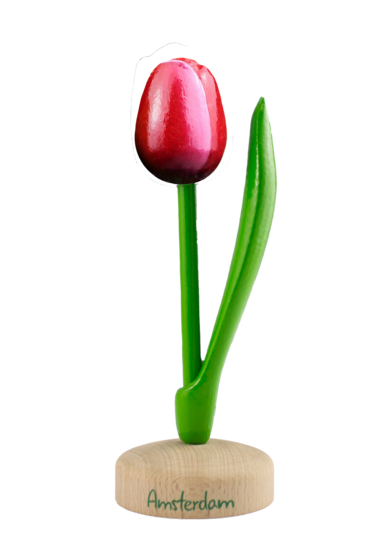 Grote tulp op voet - 20 cm - rood wit - Amsterdam