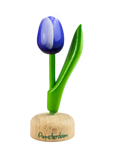 Kleine tulp op voet - 8 cm - blauw wit - Amsterdam
